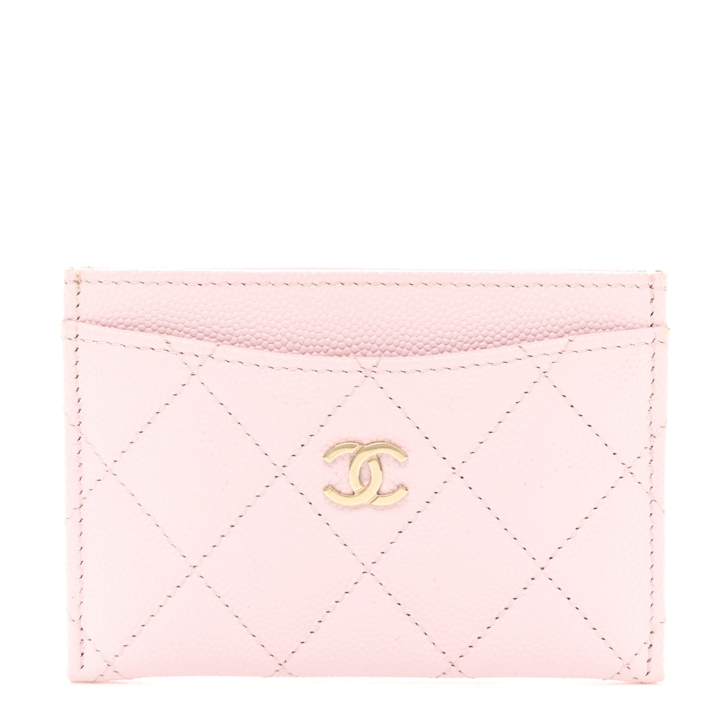 Caviar Quilted Card Holder Light Pink