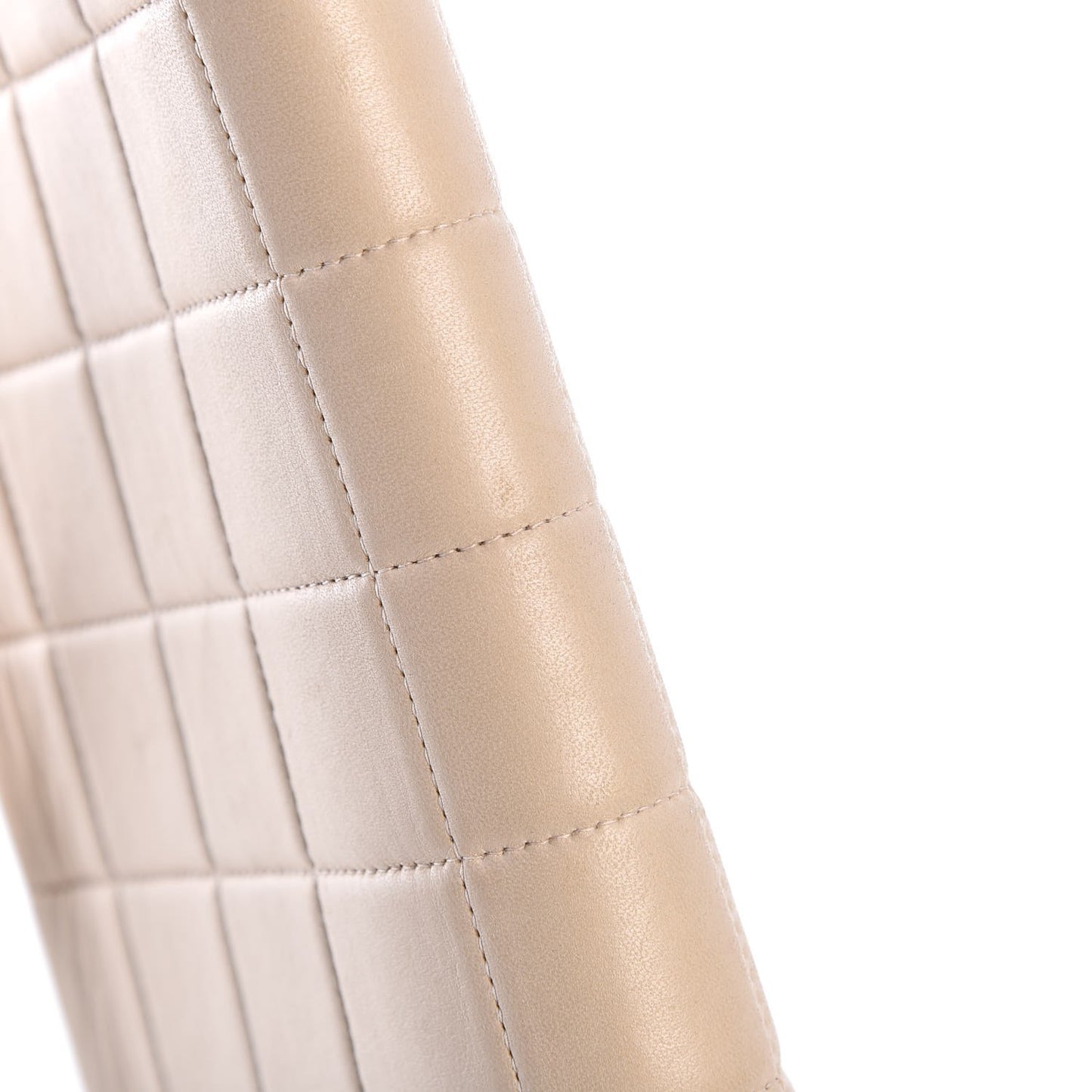 Lambskin Quilted Crystal Chocolate Bar Charm Flap Beige