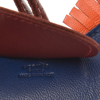 Hermes Milo Lambskin Grigri Rodeo Horse Bag Charm GM Bleu de Malte Rouge H Orange Poppy 3 of 4