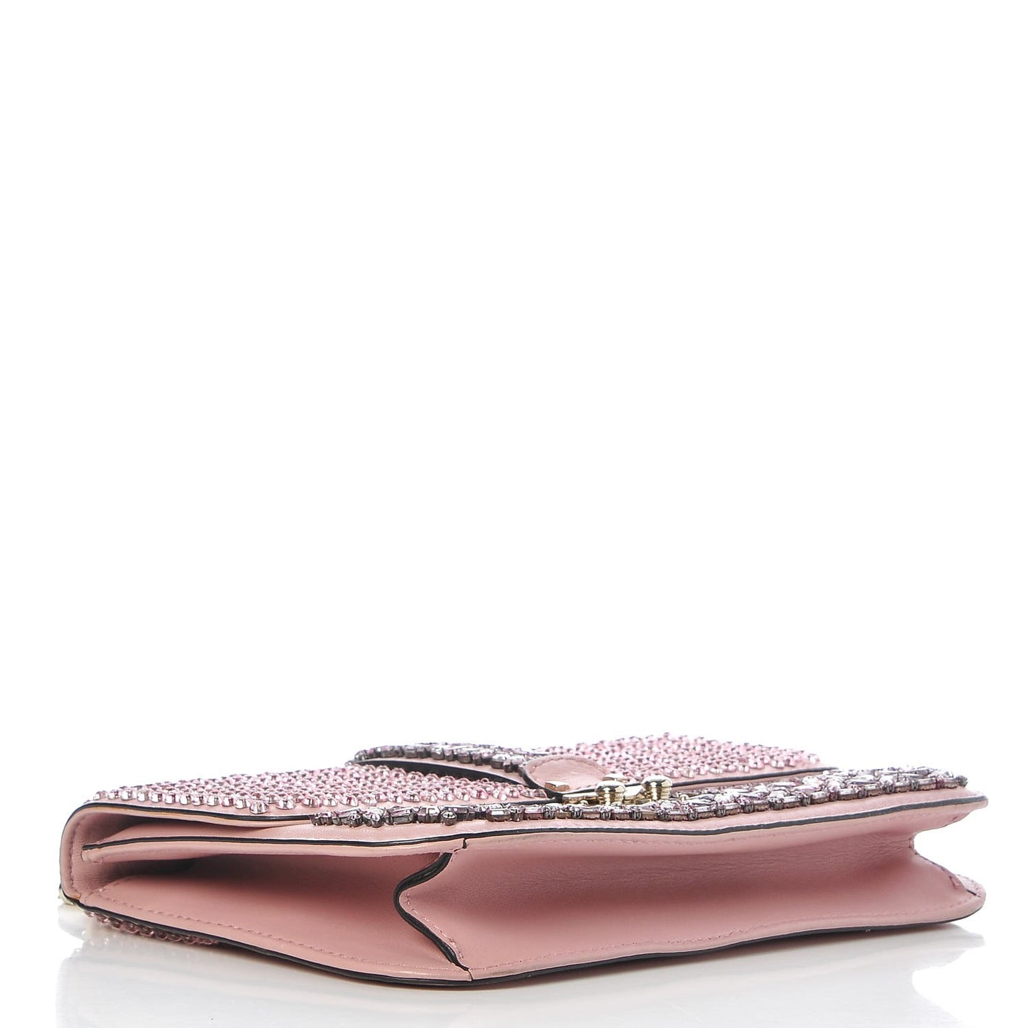 Vitello Crystal Embellished Medium Glam Lock Rockstud Flap Pop Gardenia
