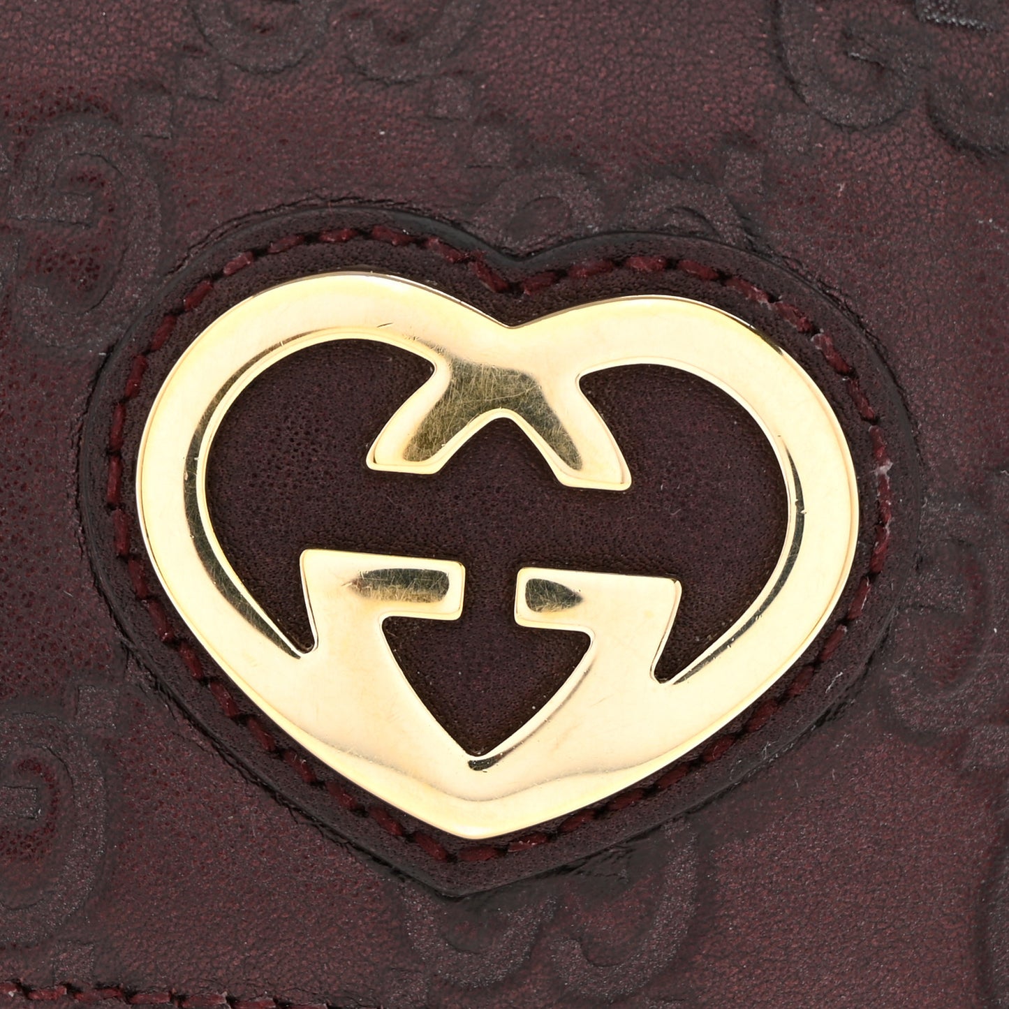 Guccissima Lovely Heart French Flap Wallet Brown