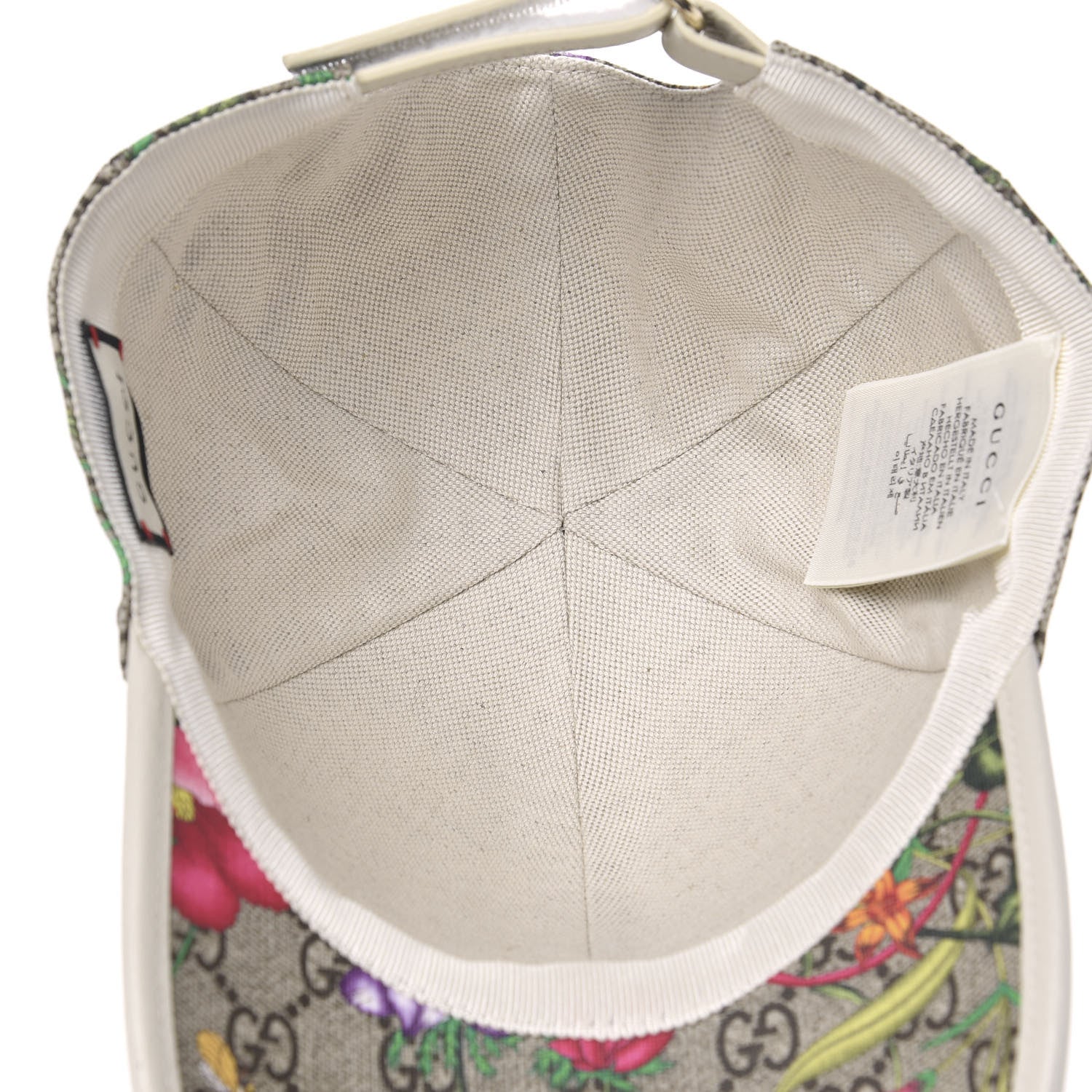 Gucci GG Supreme Flora Claudia Baseball Hat 56 S White 4 of 6