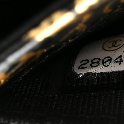 Chanel Calfskin Crocodile Embossed Graffiti 2.55 Cocodile Reissue Flap Card Holder Black Gold 8 of 10