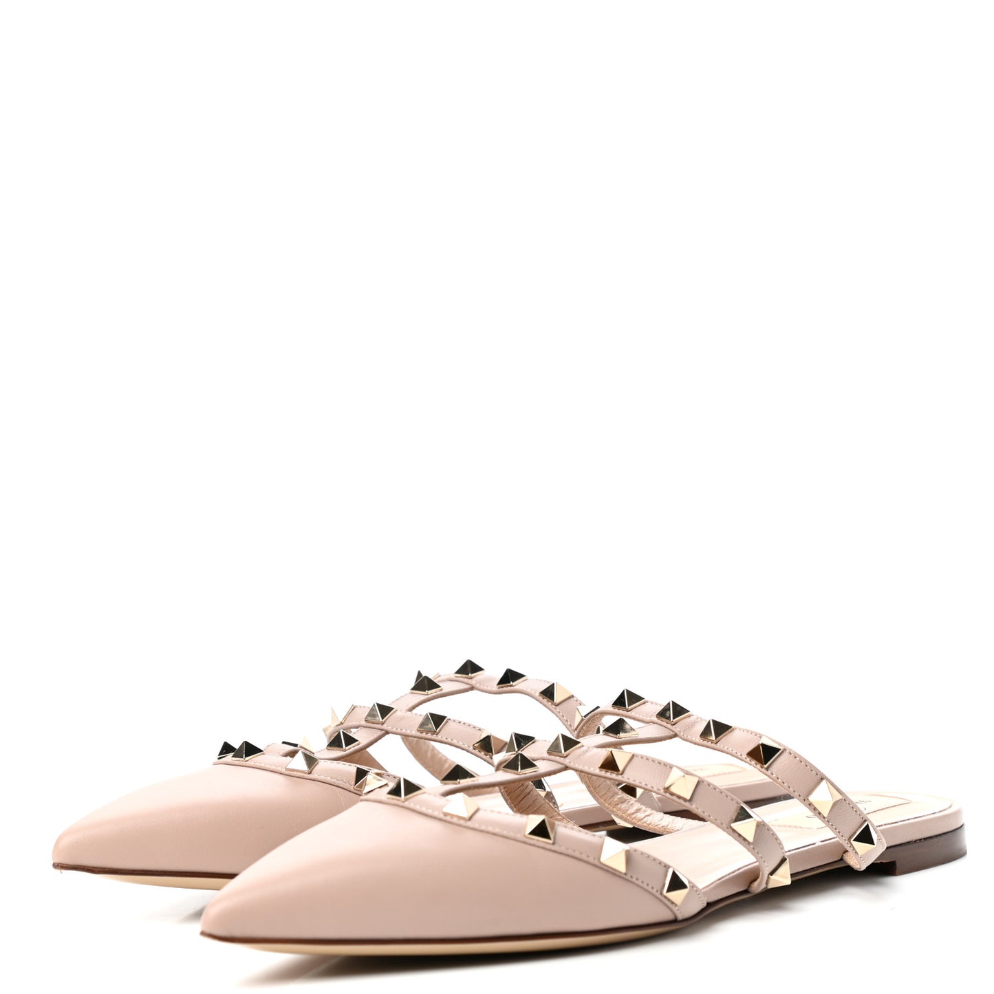 Nappa Rockstud Flat Cage Mules 39 Poudre
