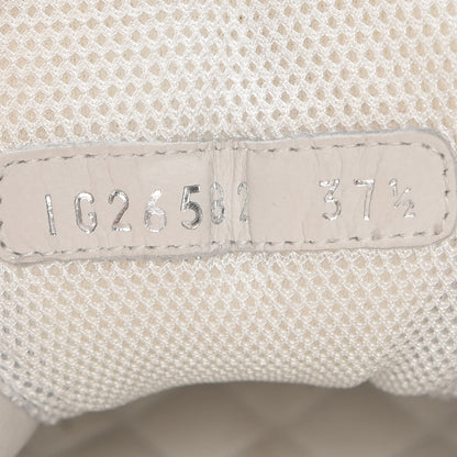 Chanel Suede Calfskin CC Sneakers 37.5 White Blue Yellow 8 of 8