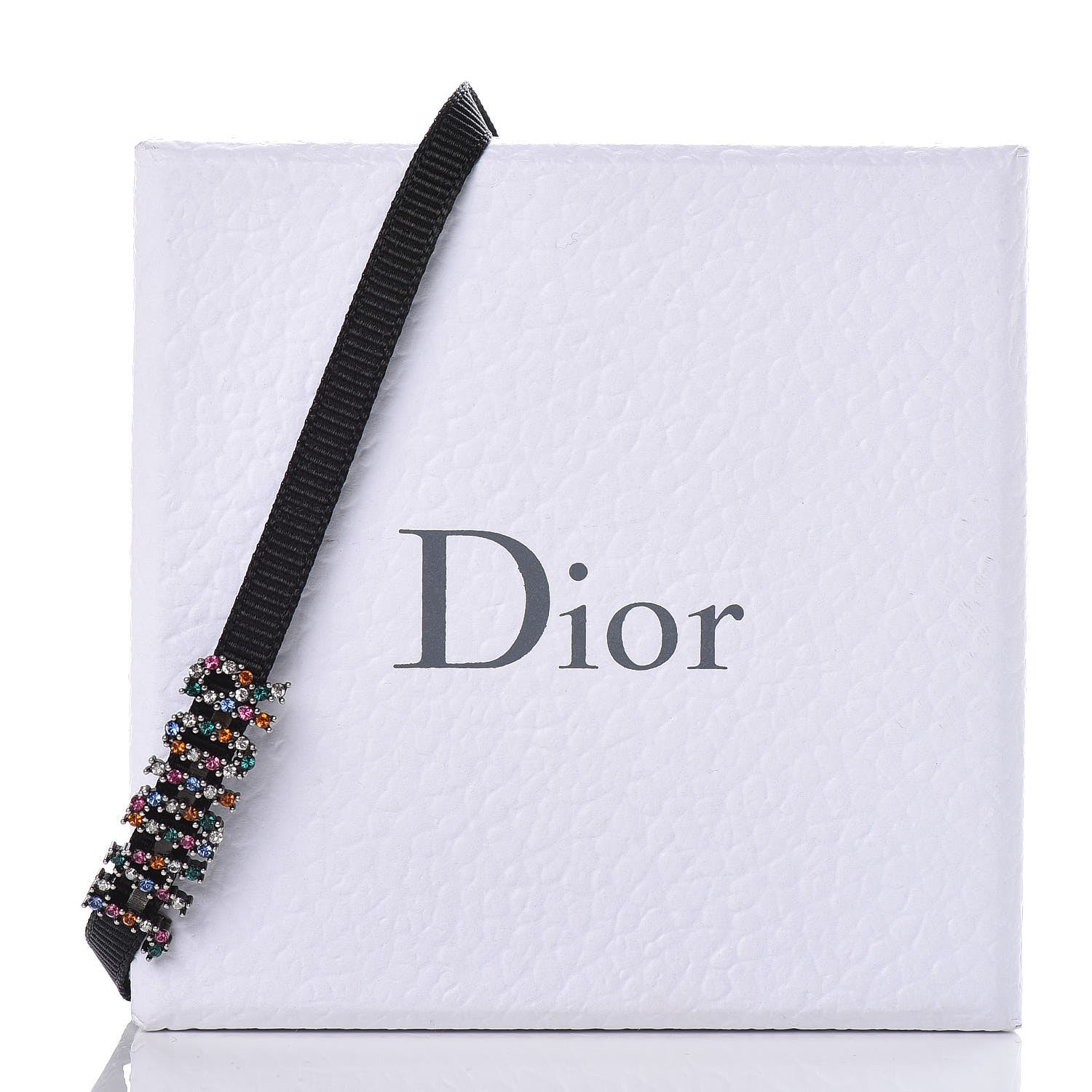 Christian Dior Grosgrain Ribbon Crystal J'Adior Logo Choker Necklace Multicolor 6 of 6