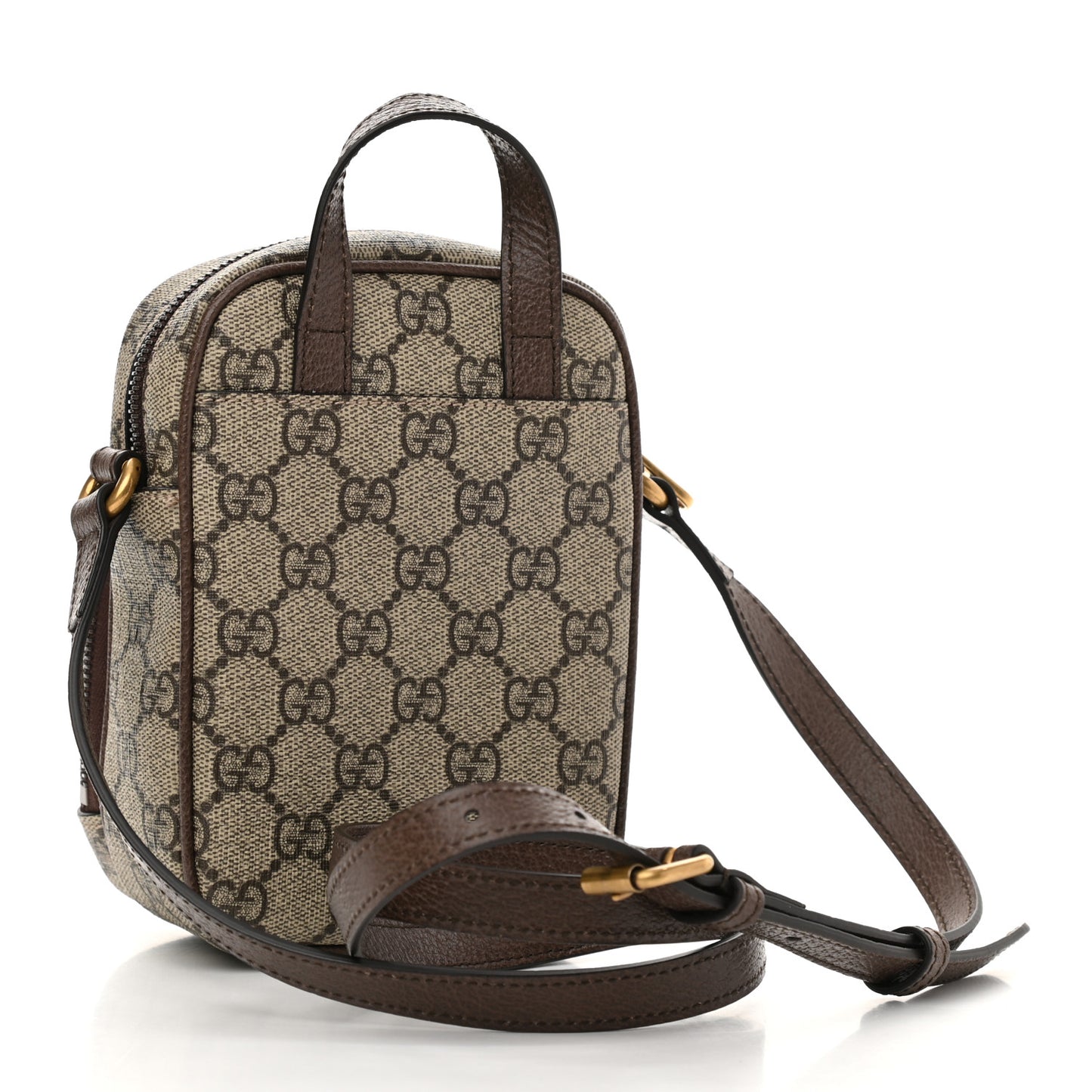 GG Supreme Monogram Web Mini Ophidia Double Zip Messenger Bag Beige New Acero