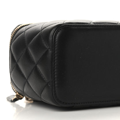 Chanel Lambskin Quilted Pearl Crush Small Vanity Case With Chain Black 8 of 9