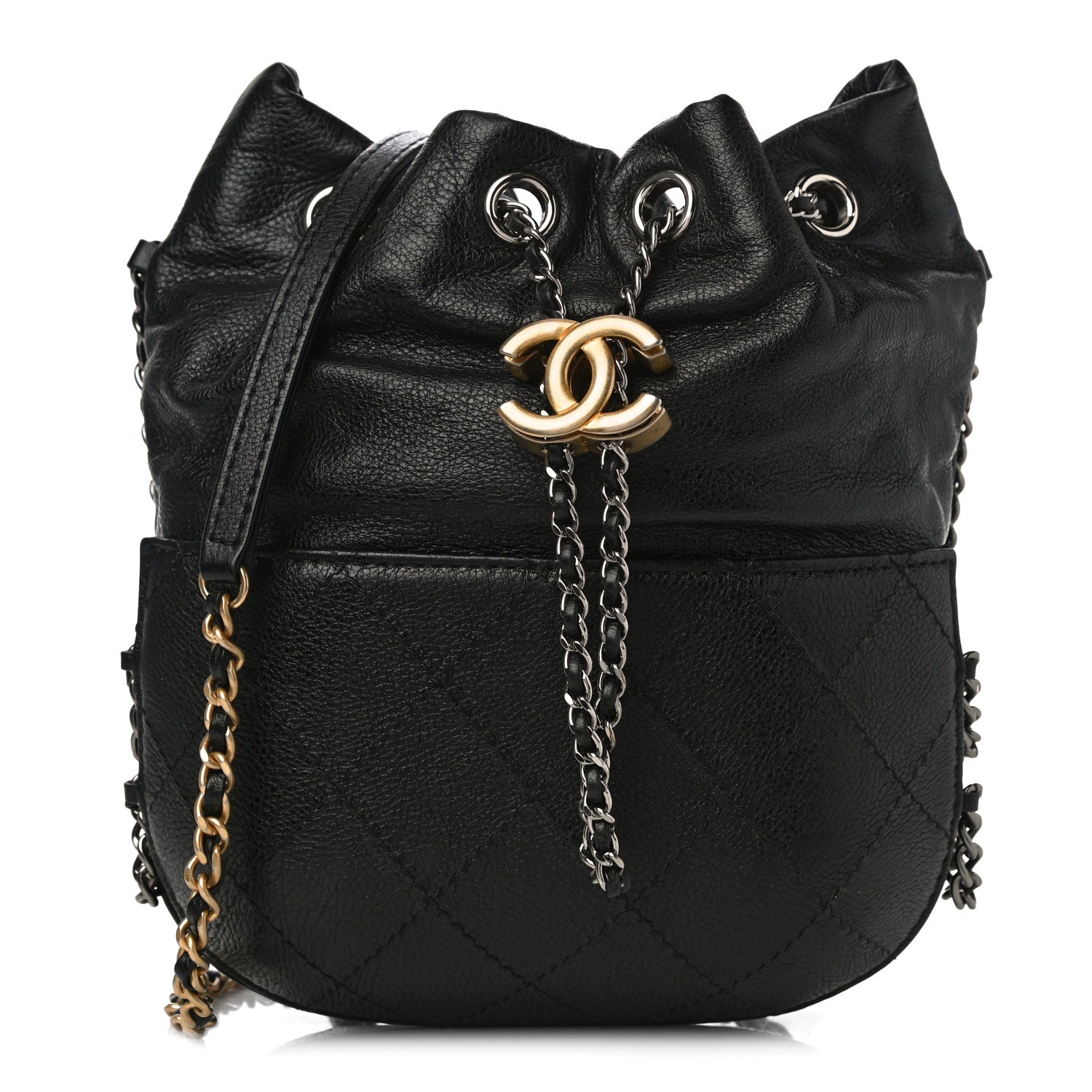Chanel Calfskin Quilted Small Gabrielle Bucket Black 1 of 10