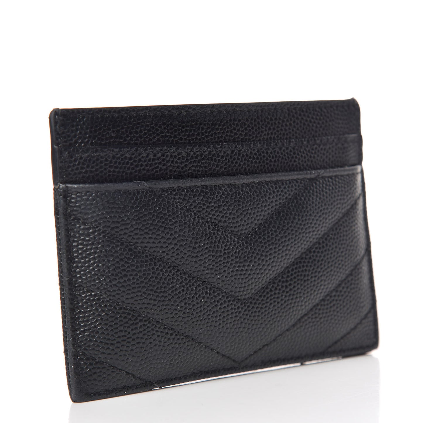 Grain De Poudre Matelasse Chevron Monogram Credit Card Case Black