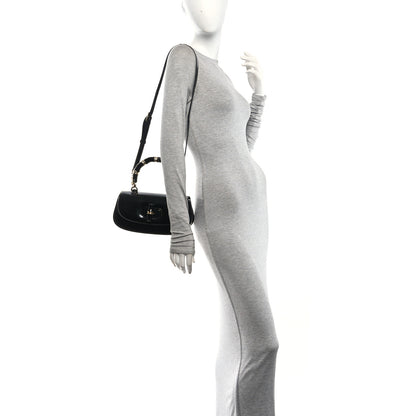 Gucci Shiny Polished Calfskin Medium Bamboo Diva Black 2 of 11