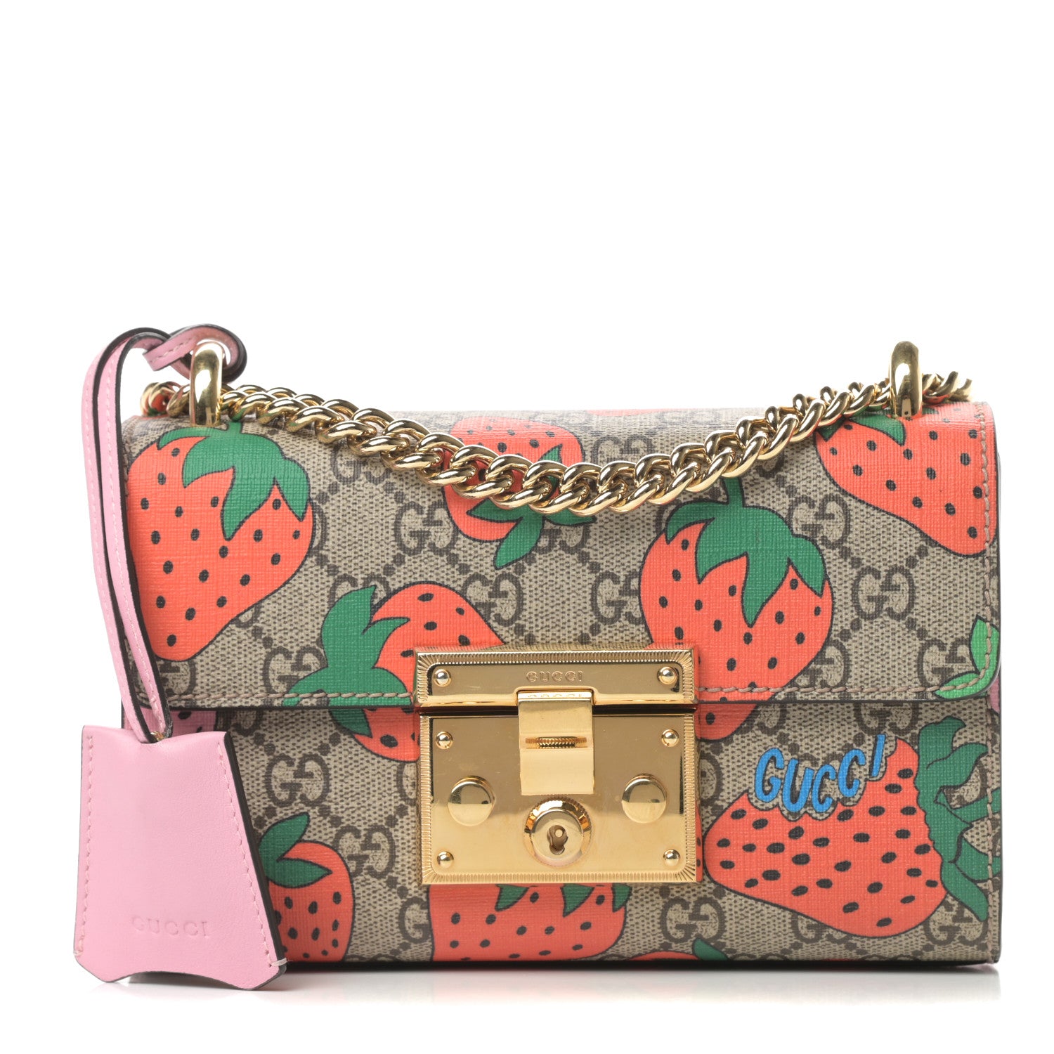 Gucci GG Supreme Monogram Strawberry Small Padlock Shoulder Bag 1 of 12