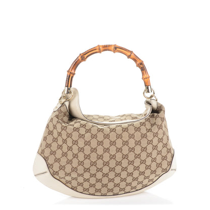 Gucci Monogram Medium Peggy Bamboo Top Handle Bag Off White 1 of 9