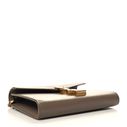 Saint Laurent Grain De Poudre Monogram Cassandra Chain Wallet Dark Beige 4 of 11