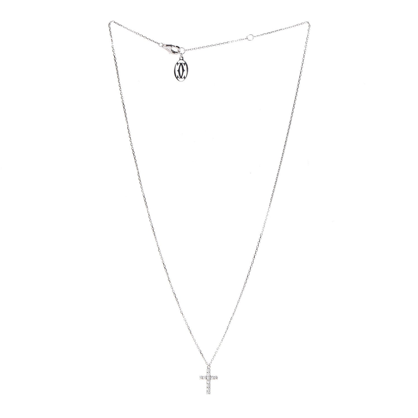 18K White Gold Diamond Symbols Cross Pendant Necklace