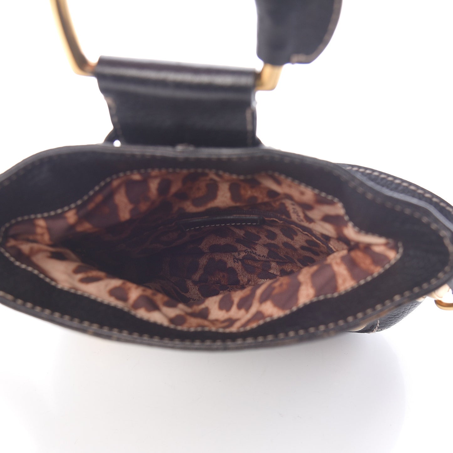 Grained Calfskin D Ring Shoulder Bag Black