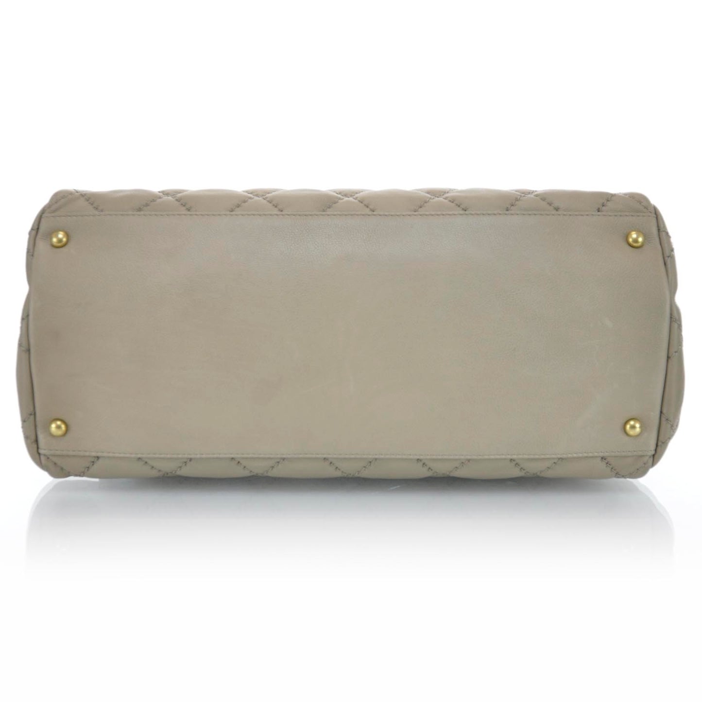 Calfskin Quilted Large Retro Chain Tote Beige