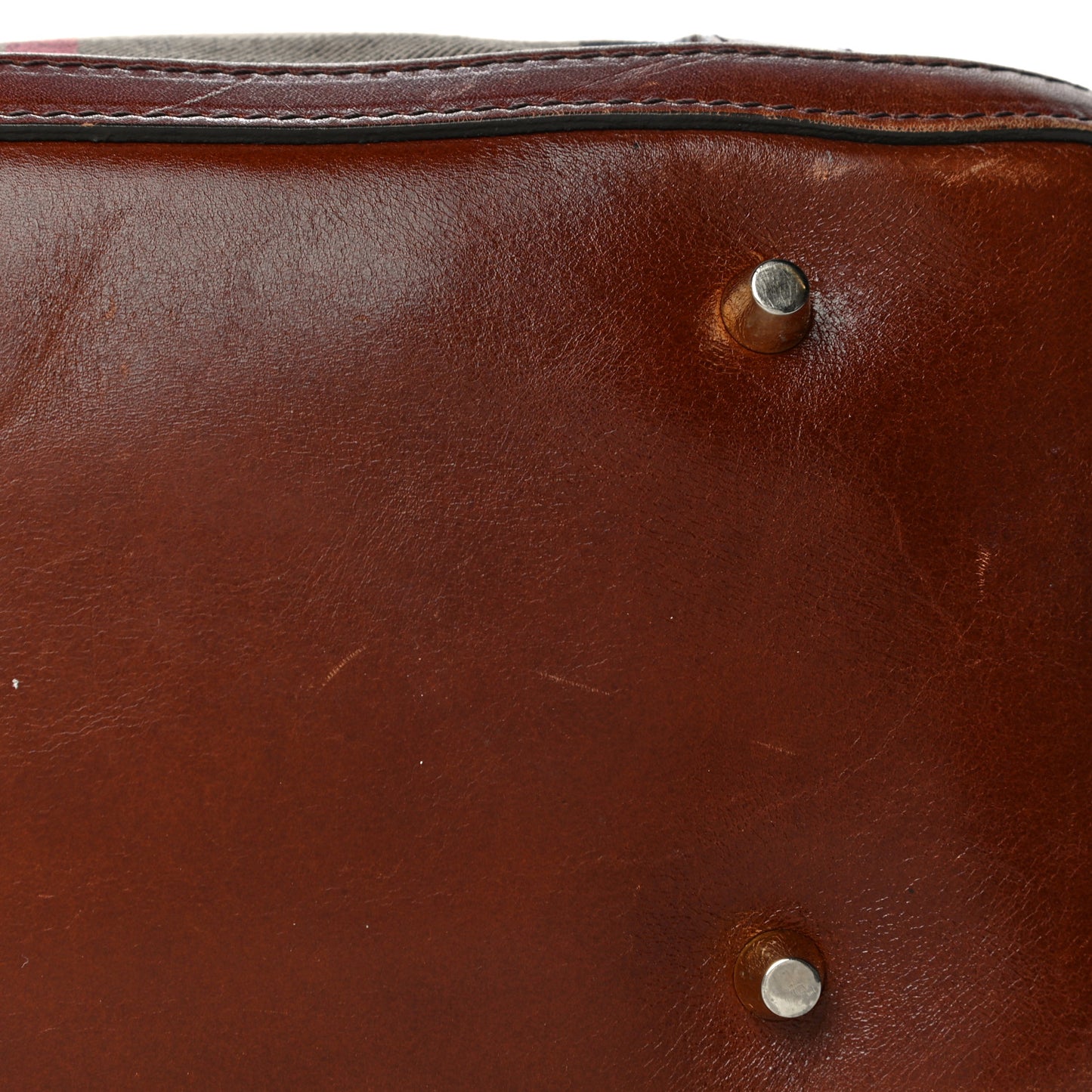 Bridle Calfskin House Check Small Orchard Bowling Bag Deep Claret
