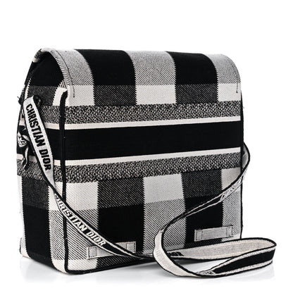 Christian Dior Canvas Tartan Diorcamp Messenger Black White 3 of 9