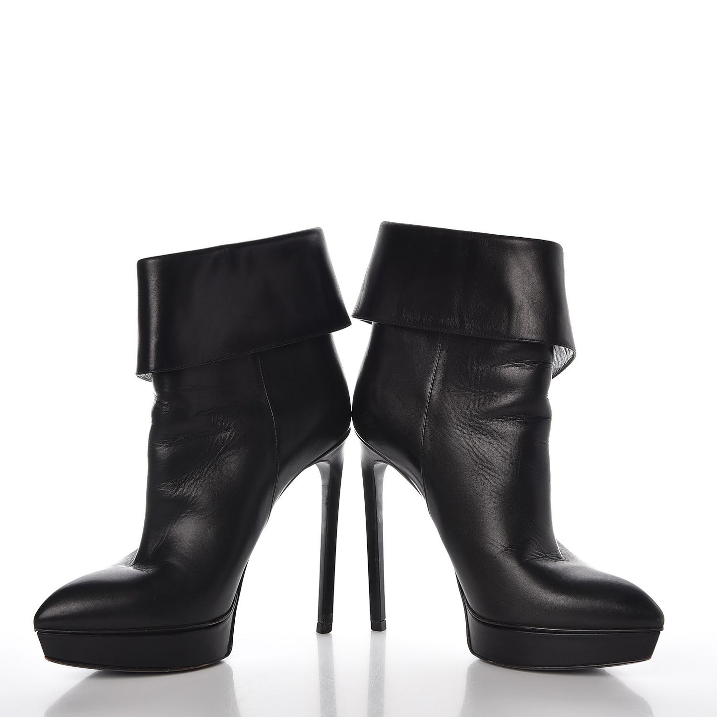 Calfskin Janis 105 Fold Over Ankle Boots 37.5 Black