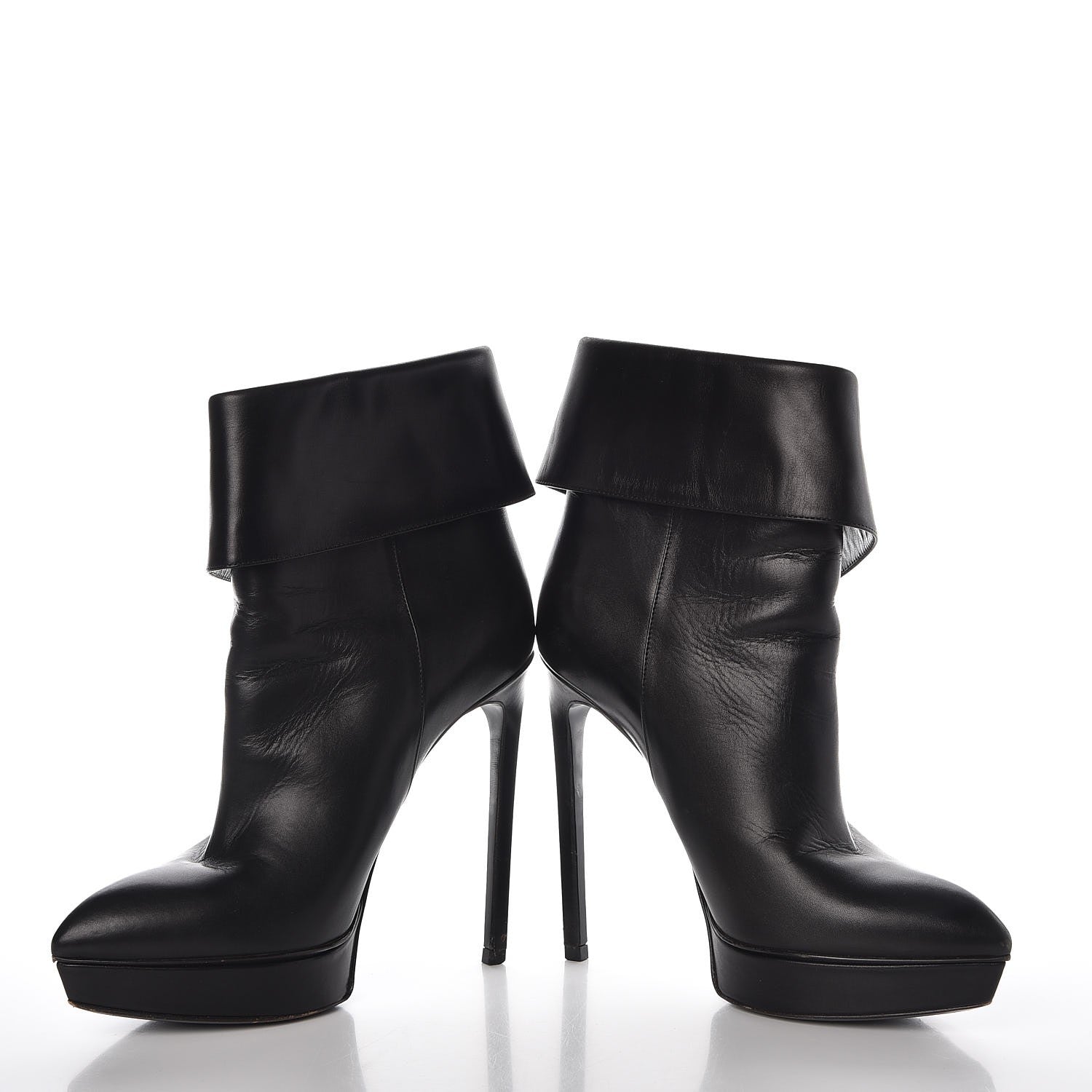 Saint Laurent Calfskin Janis 105 Fold Over Ankle Boots 37.5 Black 6 of 17