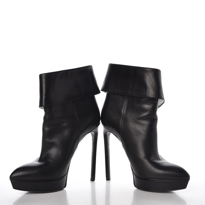 Saint Laurent Calfskin Janis 105 Fold Over Ankle Boots 37.5 Black 6 of 17