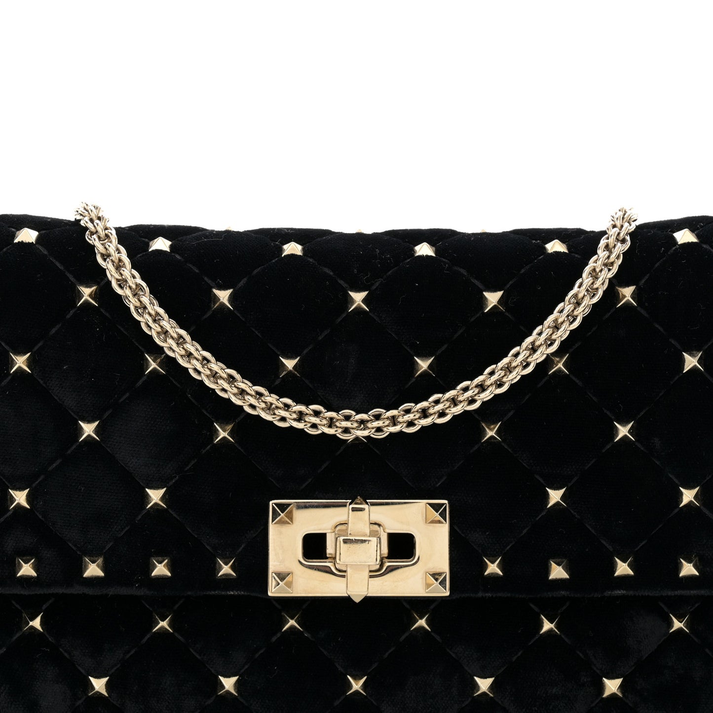 Velvet Rockstud Spike Wallet on Chain Black