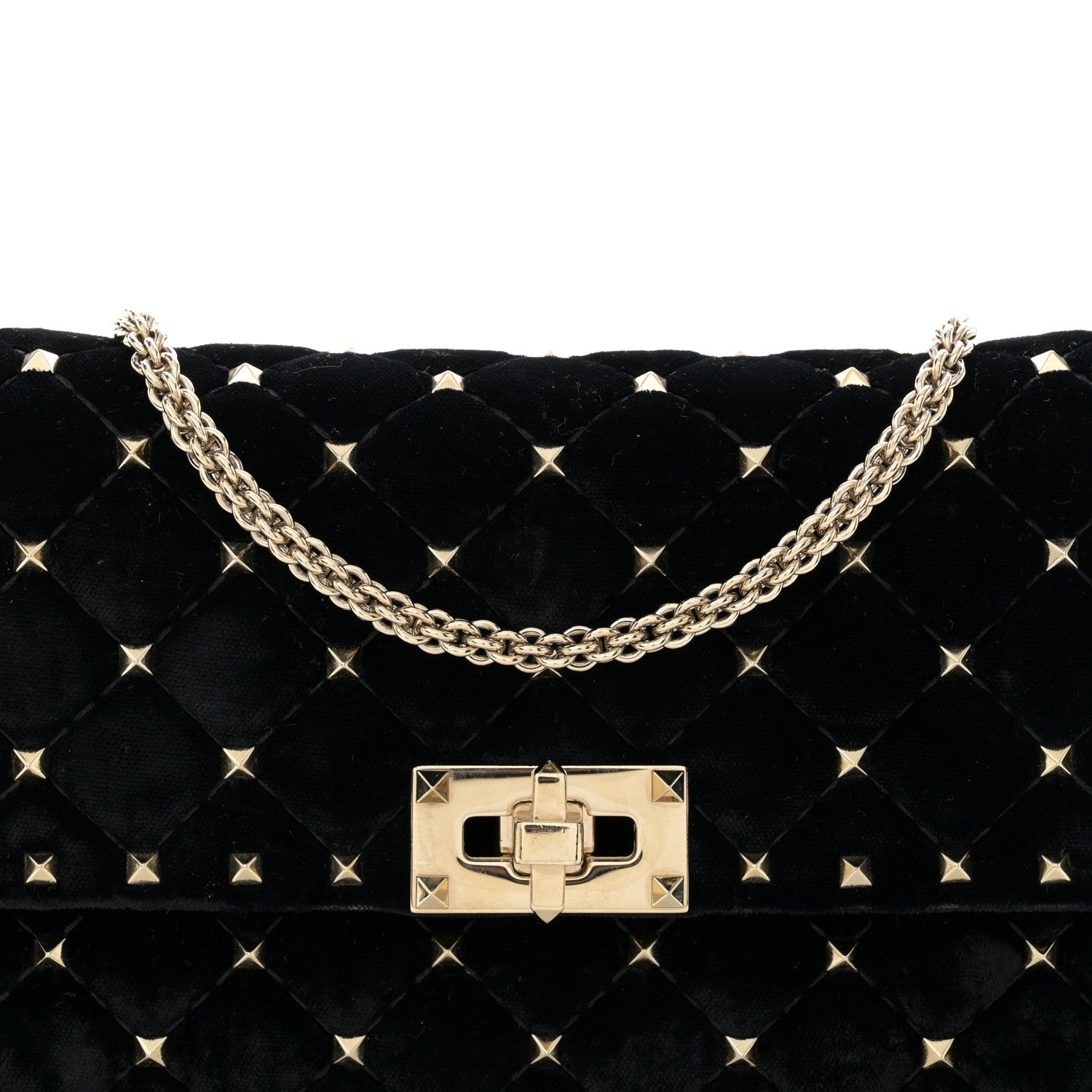 Valentino Garavani Velvet Rockstud Spike Wallet on Chain Black 7 of 11