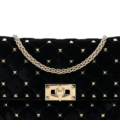 Valentino Garavani Velvet Rockstud Spike Wallet on Chain Black 7 of 11