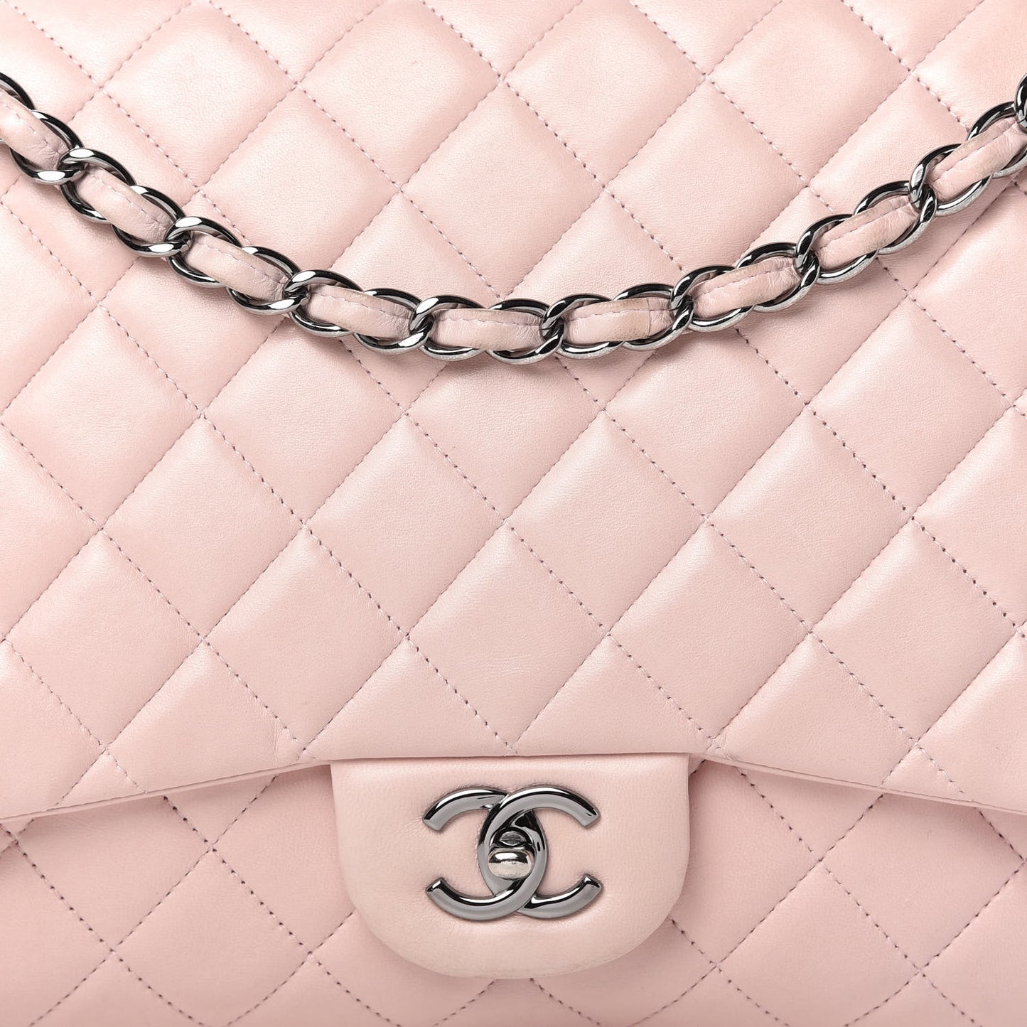 Lambskin Quilted Maxi Single Flap Pink