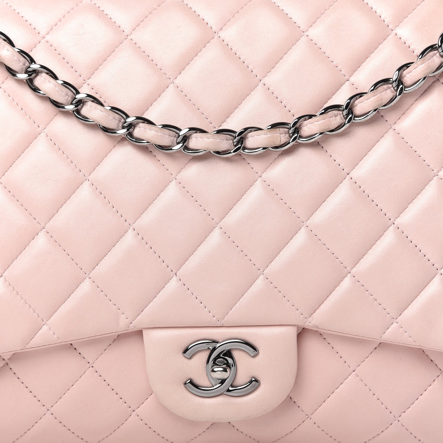Chanel Lambskin Quilted Maxi Single Flap Pink 10 of 12