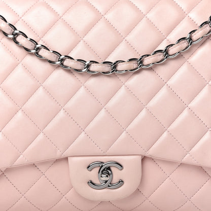 Chanel Lambskin Quilted Maxi Single Flap Pink 10 of 12