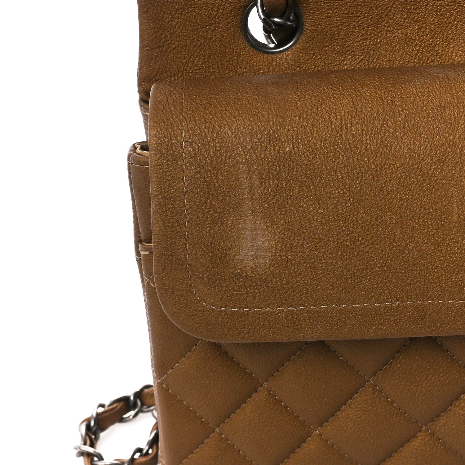 Chanel Iredescent Calfskin Quilted Medium Double Flap Dark Gold 12 of 13