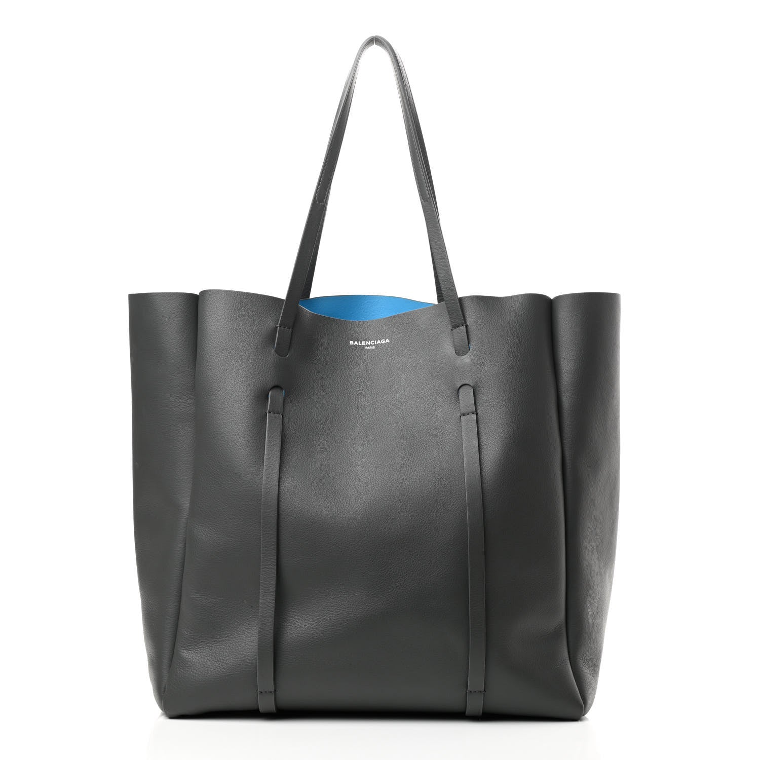 Balenciaga Veau Baltimore Double Sided Medium Everyday Tote Gris Fossile Bleu Turquoise 3 of 12