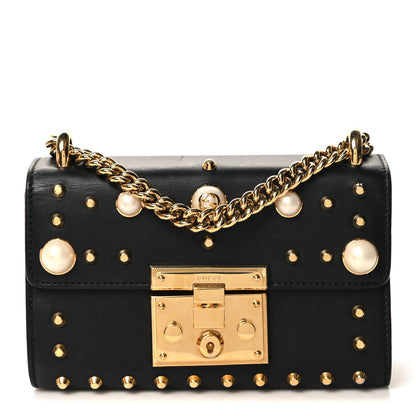 Gucci Calfskin Studded Small Padlock Shoulder Bag Black 1 of 12
