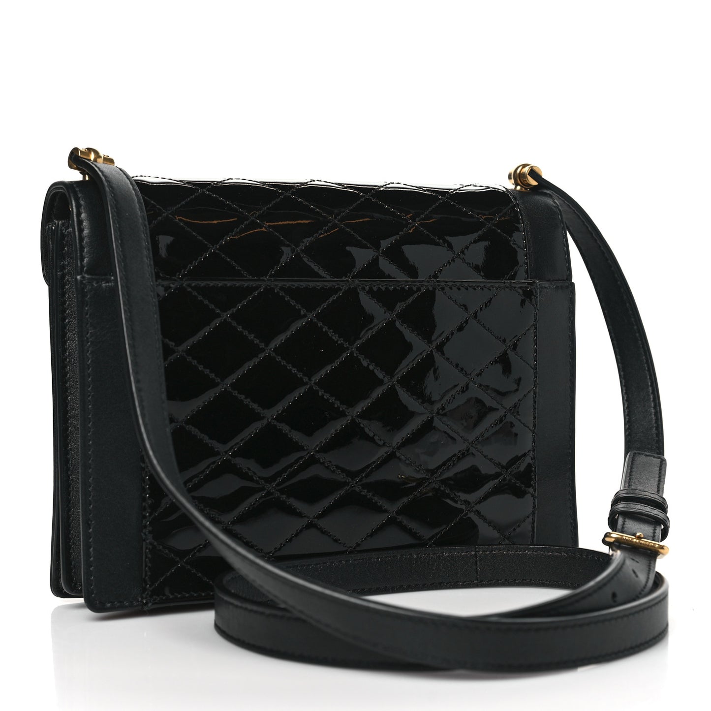 Lambskin Patent Quilted Mini Gaby Satchel Black