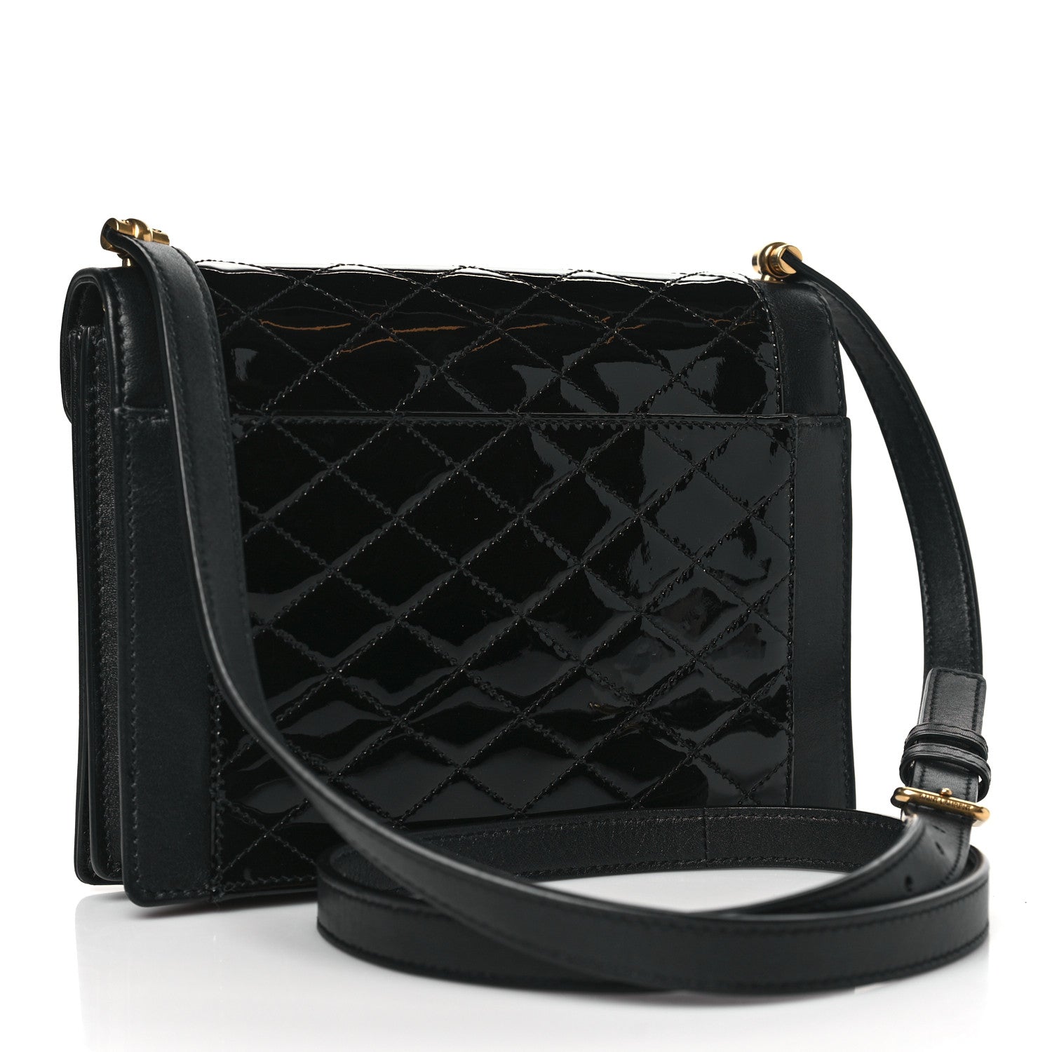 Saint Laurent Lambskin Patent Quilted Mini Gaby Satchel Black 3 of 10