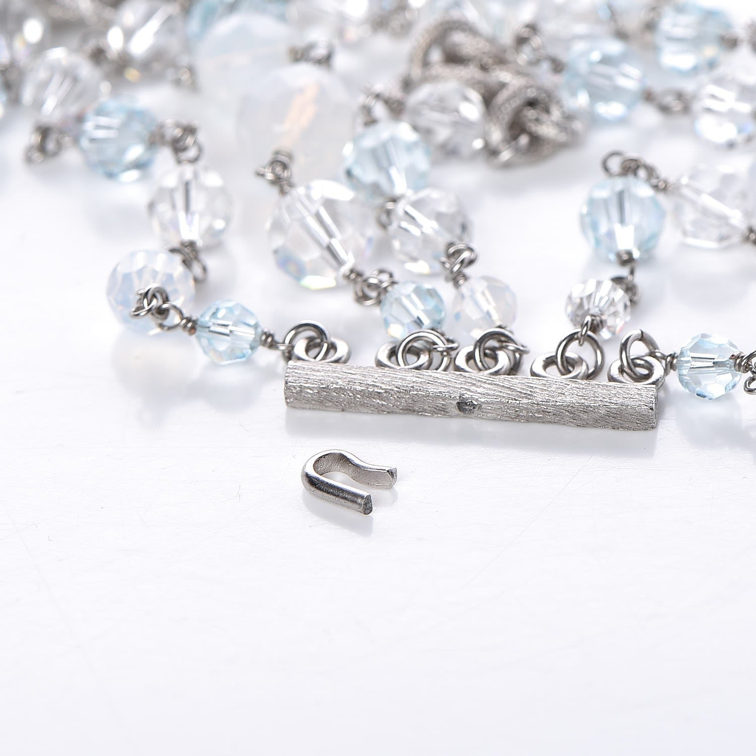 Chanel Multi Strand CC Necklace Silver Blue 6 of 6