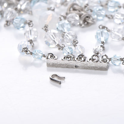 Chanel Multi Strand CC Necklace Silver Blue 6 of 6