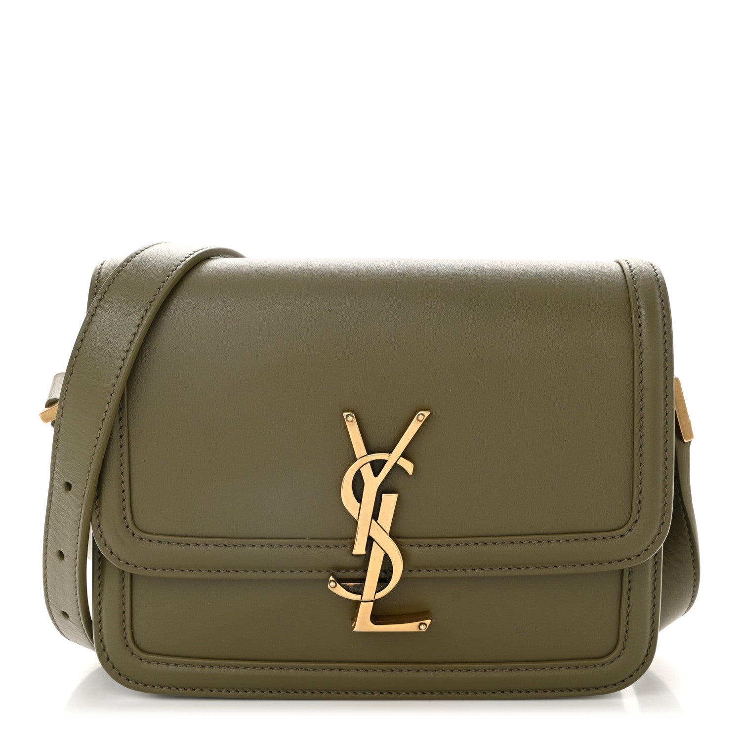 Saint Laurent Smooth Calfskin Small Solferino Satchel Vert Khaki 1 of 10
