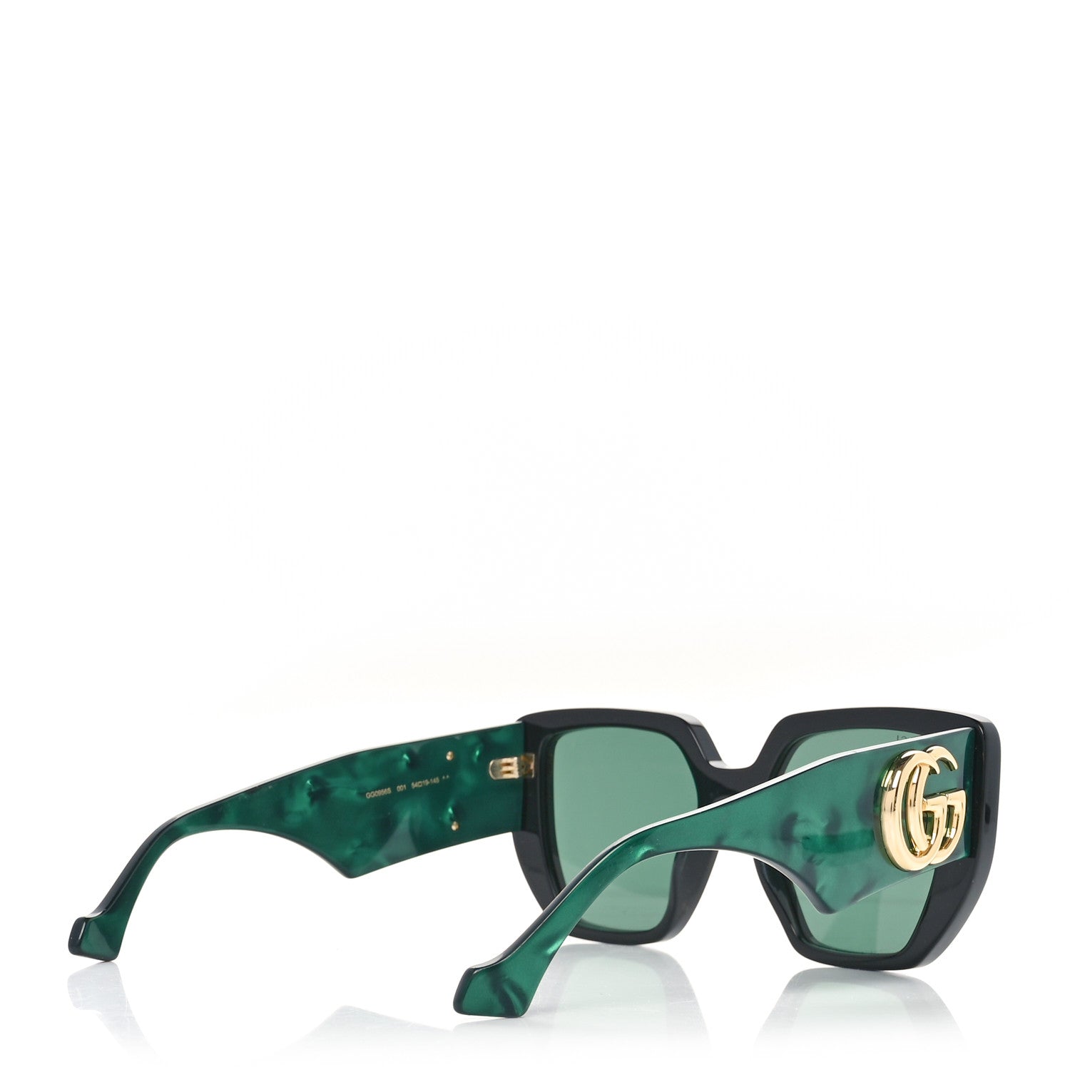 Gucci Acetate Square Frame Sunglasses GG0956S Green Black 4 of 7