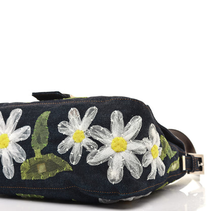 Fendi Denim Flower Applique Mama Baguette Blue 8 of 8