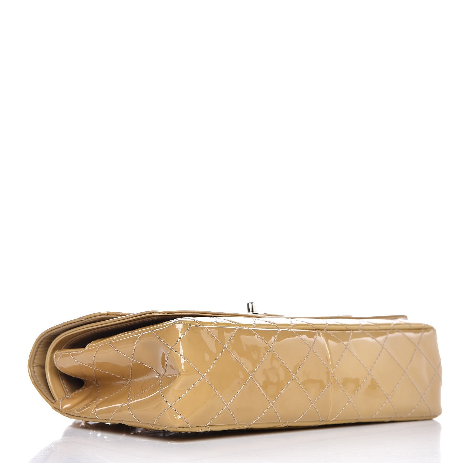 Chanel Patent Quilted Medium Double Flap Beige 4 of 13