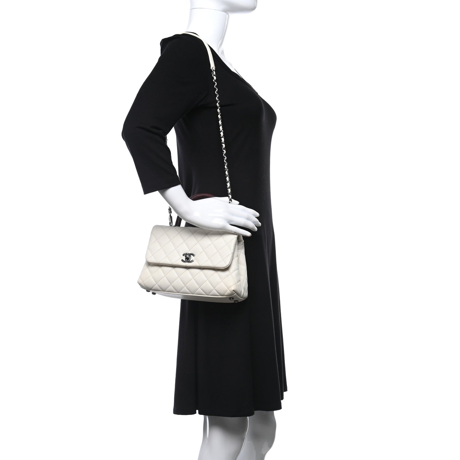 Chanel Caviar Lizard Quilted Mini Coco Handle Flap White 2 of 9