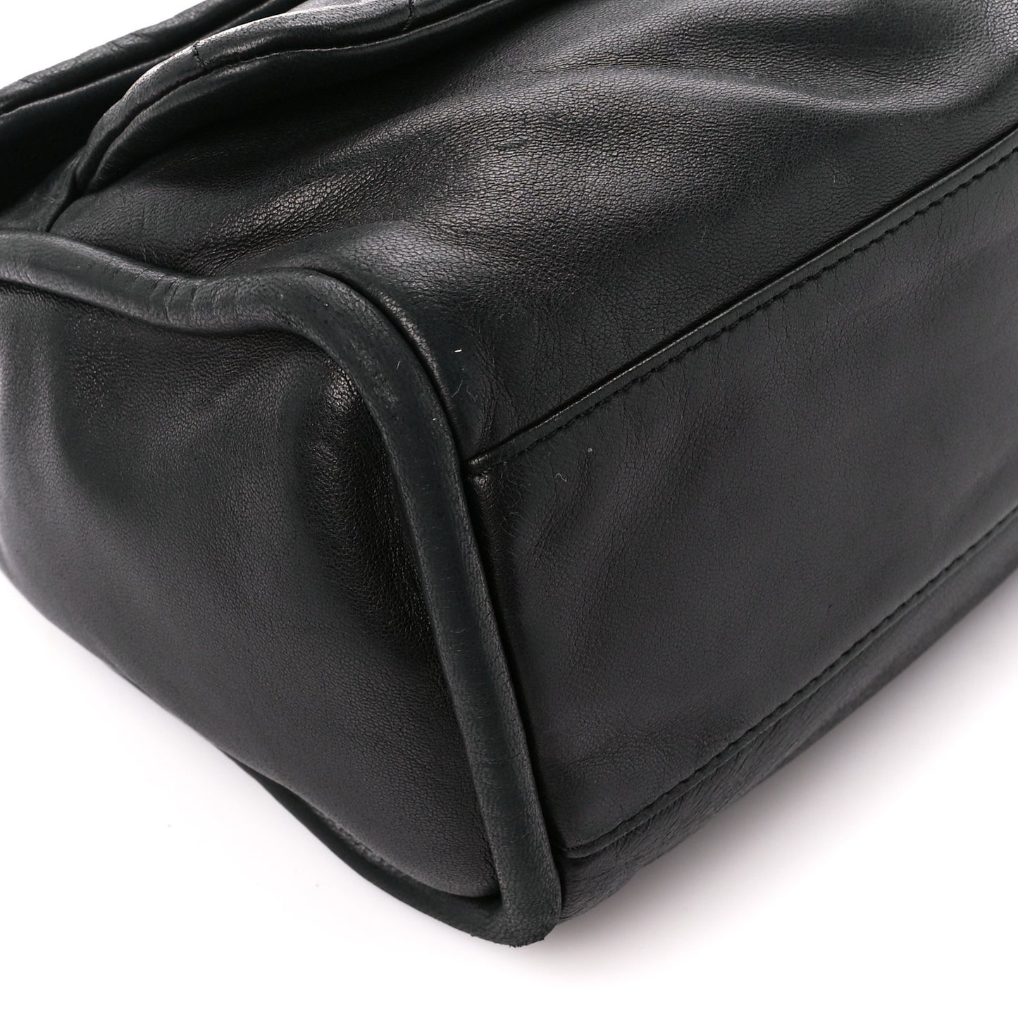 Lambskin Quilted Large Mademoiselle Double Flap Black