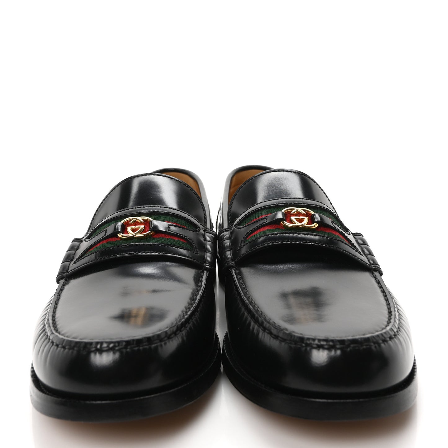 Calfskin Web Mens Interlocking GG Loafers 11 Black