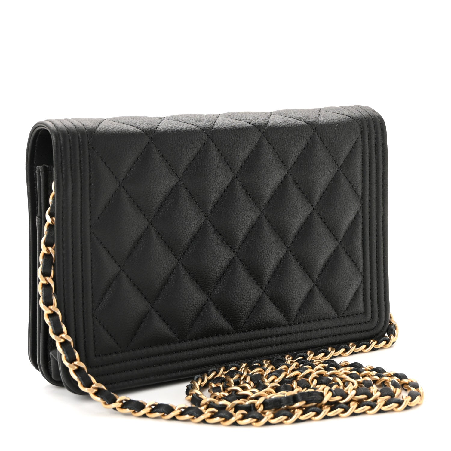 Chanel Caviar Quilted Boy Wallet On Chain WOC Black 3 of 12