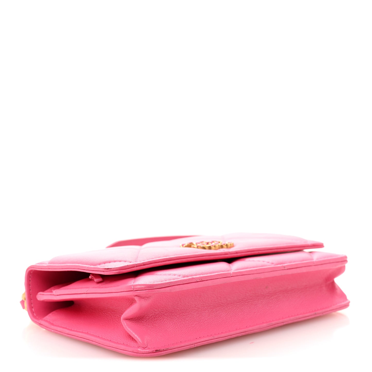 Lambskin Quilted Chanel 19 Wallet On Chain WOC Dark Pink