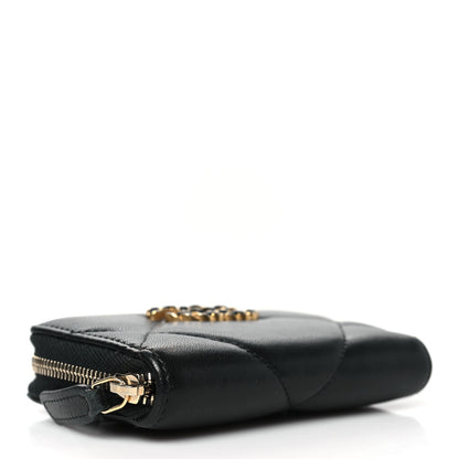 Chanel Lambskin Quilted Chanel 19 Zip Around Coin Purse Wallet Black 4 of 8
