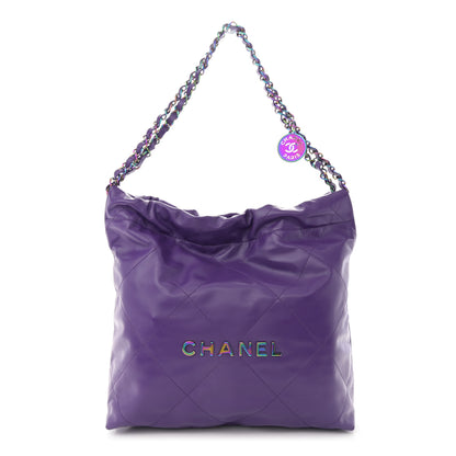 Chanel Shiny Calfskin Quilted Rainbow Small Chanel 22 Purple 1 of 12